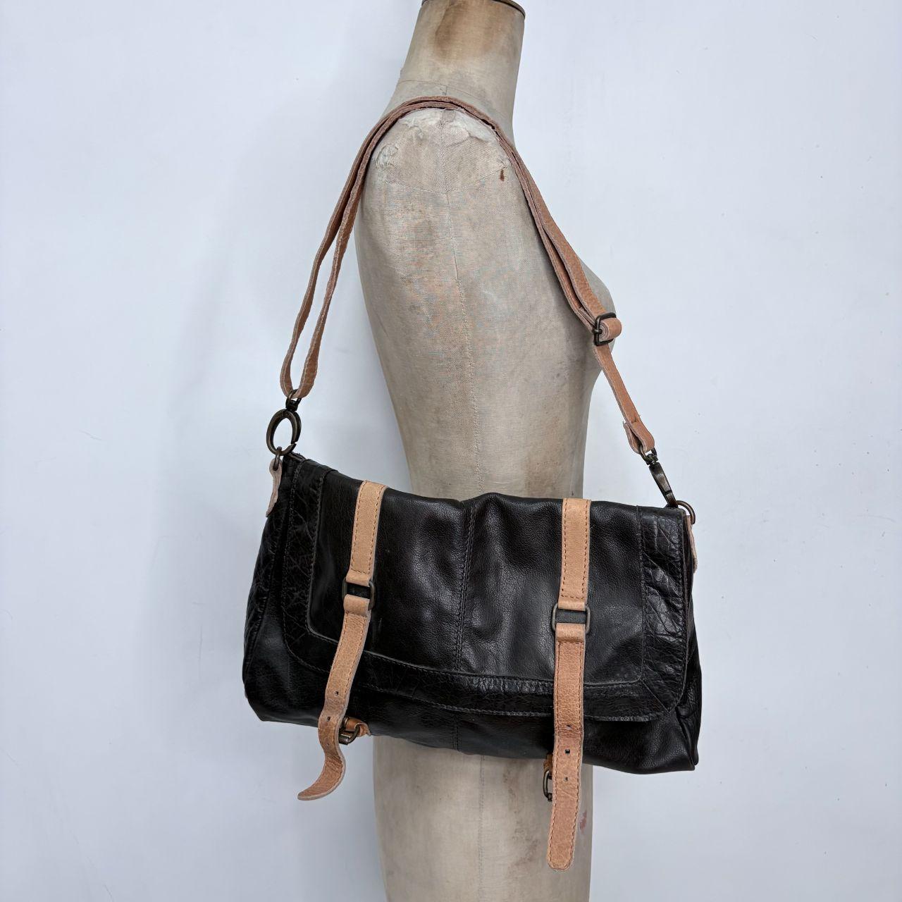 Black buckle leather bag