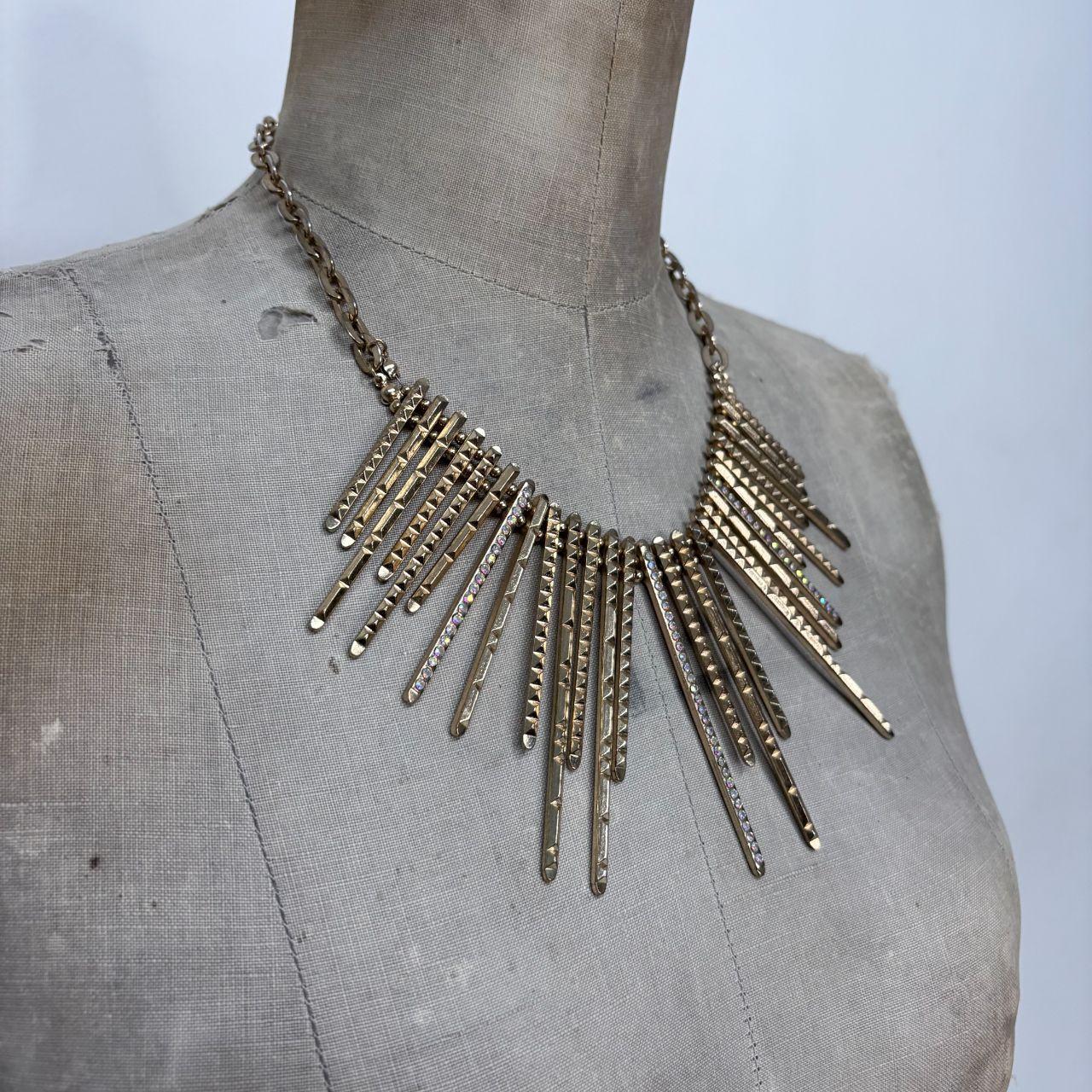 Gold metal layered shard necklace