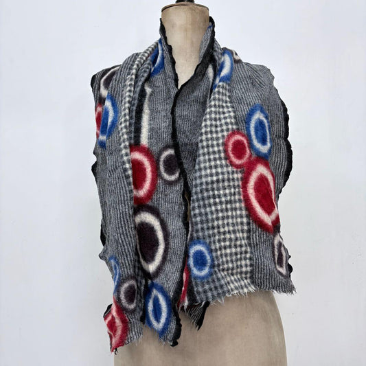 Striped patterned wool scarf