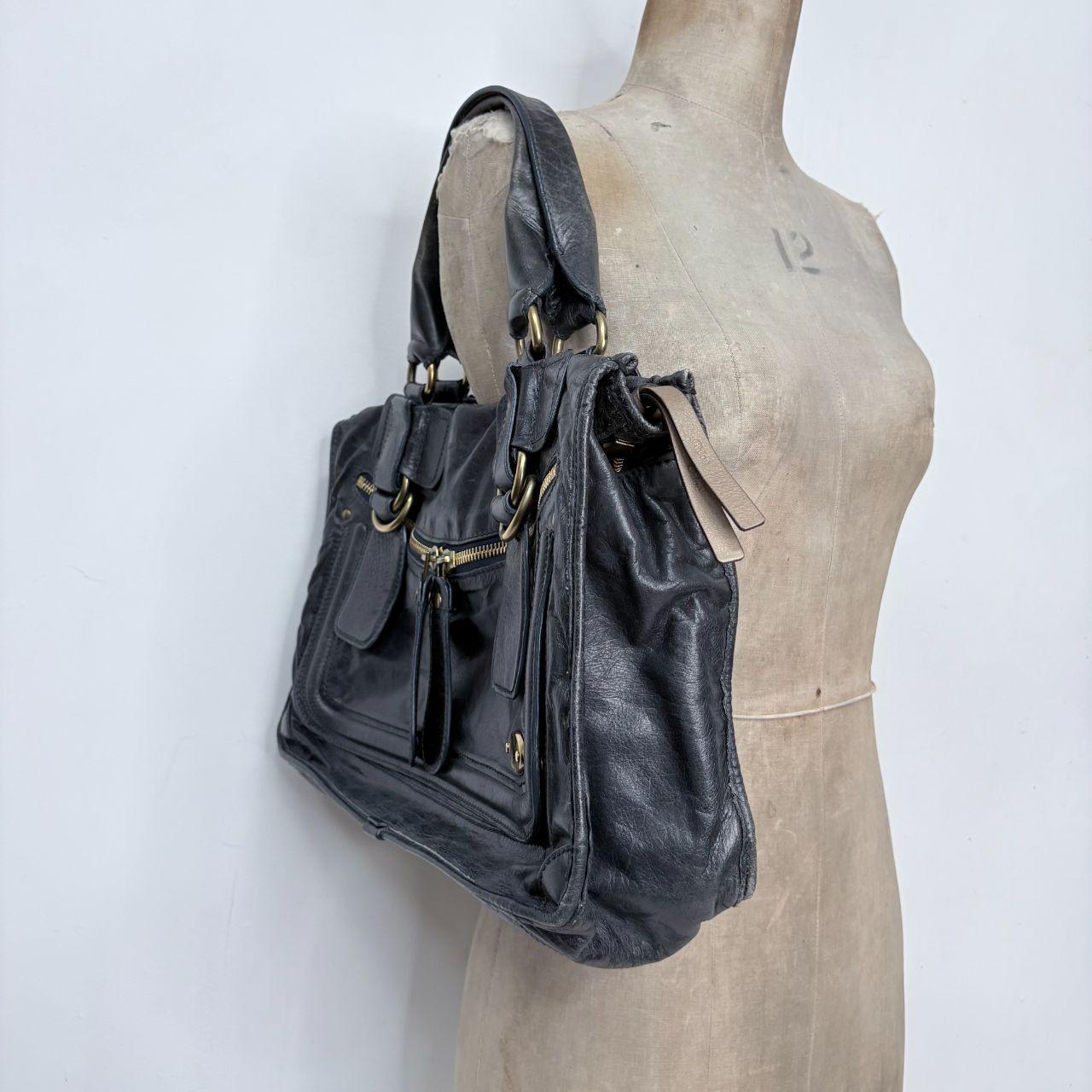 Chloé leather bay bag in navy