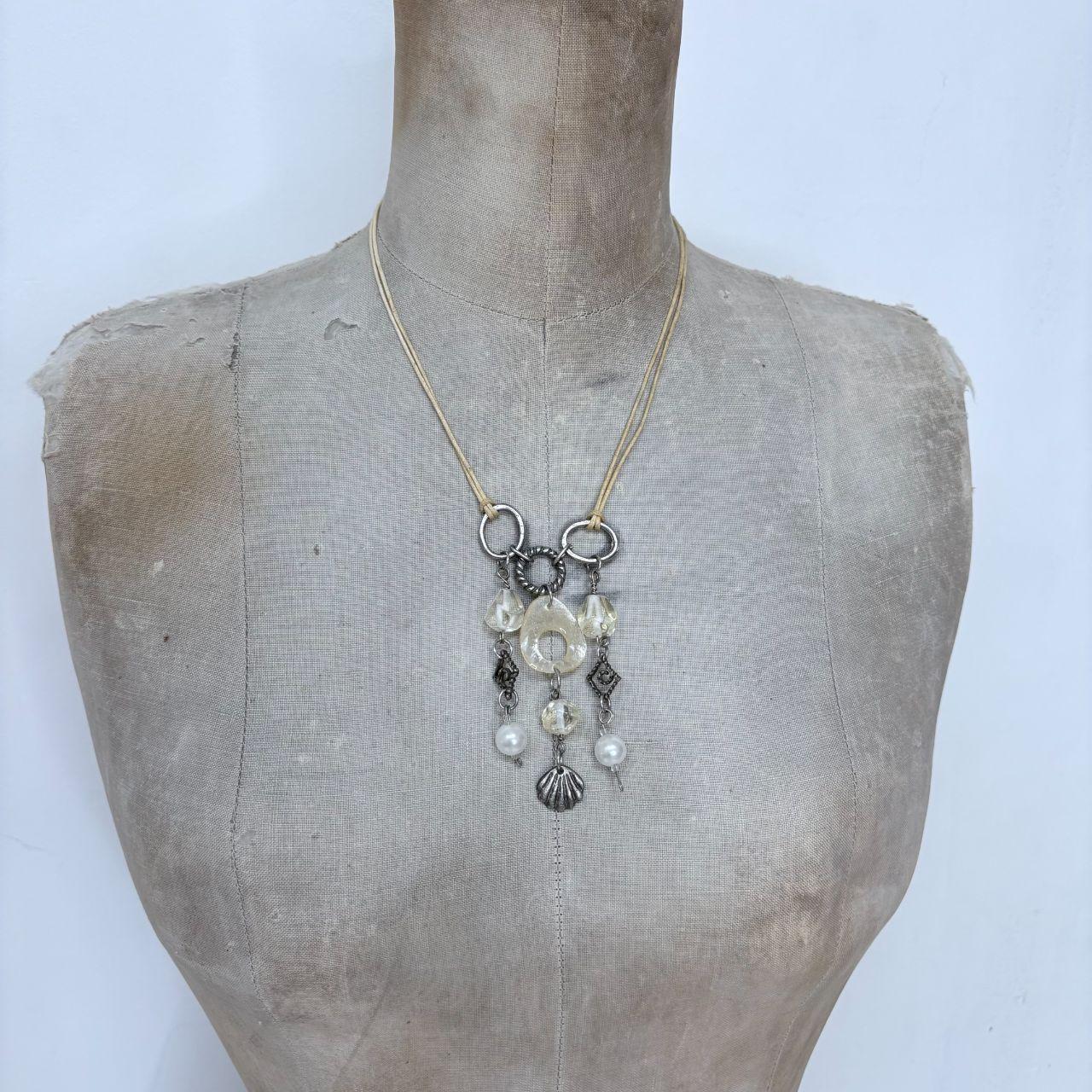 Boho beaded charm necklace