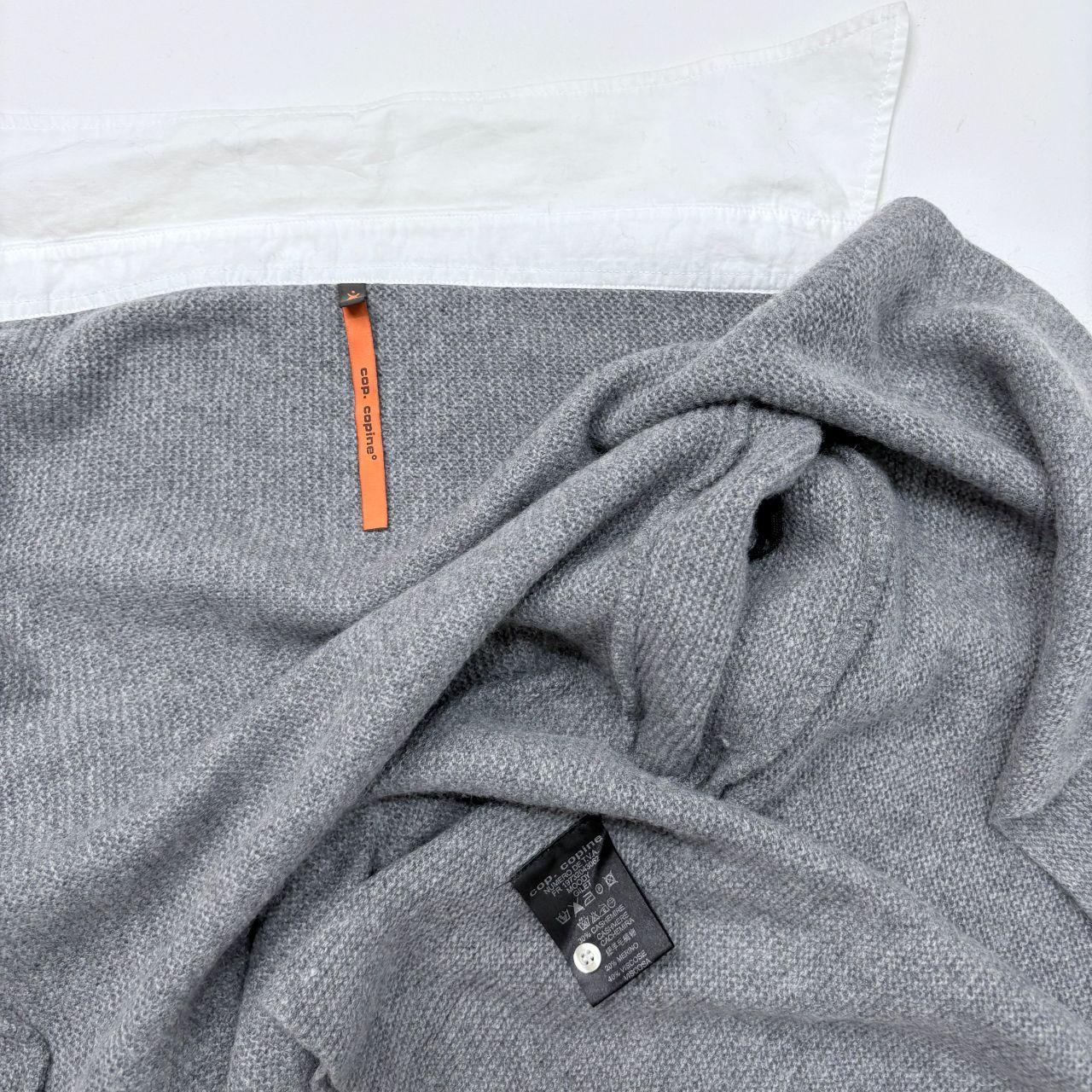 Grey ribbed asymmetric flared Cop Copine cardigan