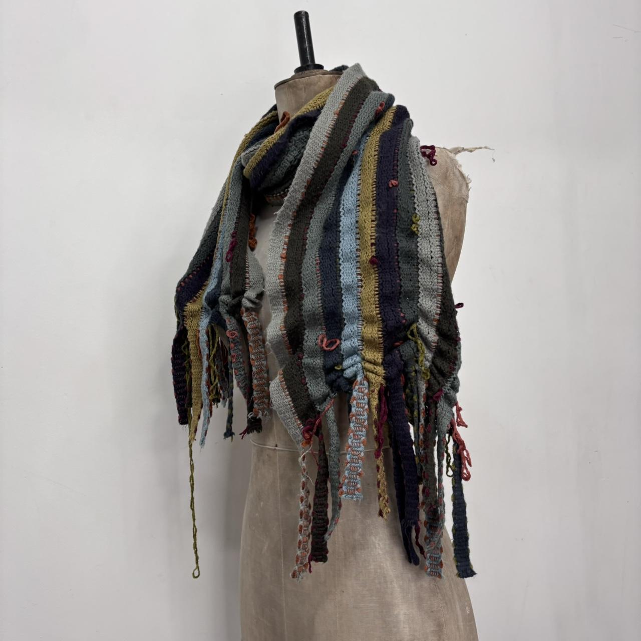 Striped wool knit scarf