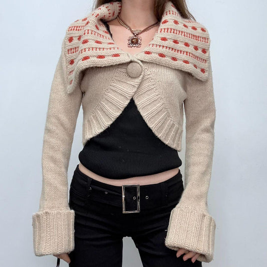 Cropped brown wool boho cardigan