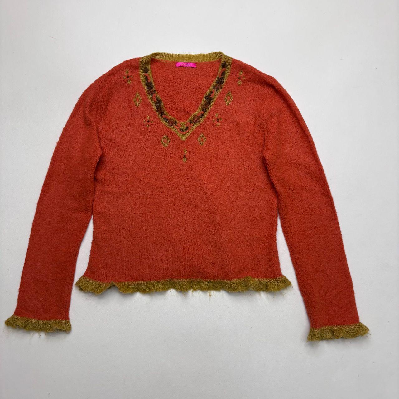 Orange mohair knitted flared jumper