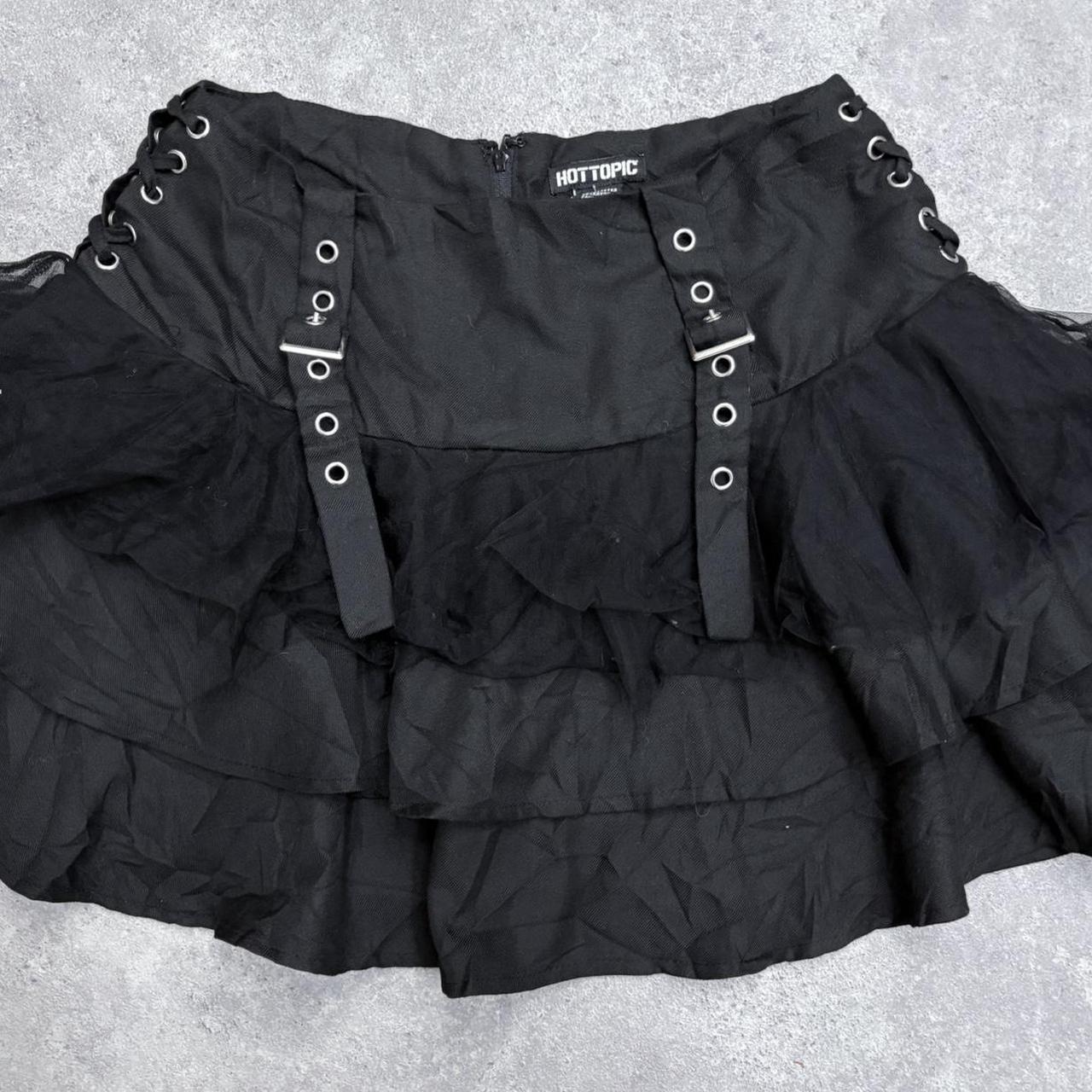 Black studded eyelet cargo mini skirt