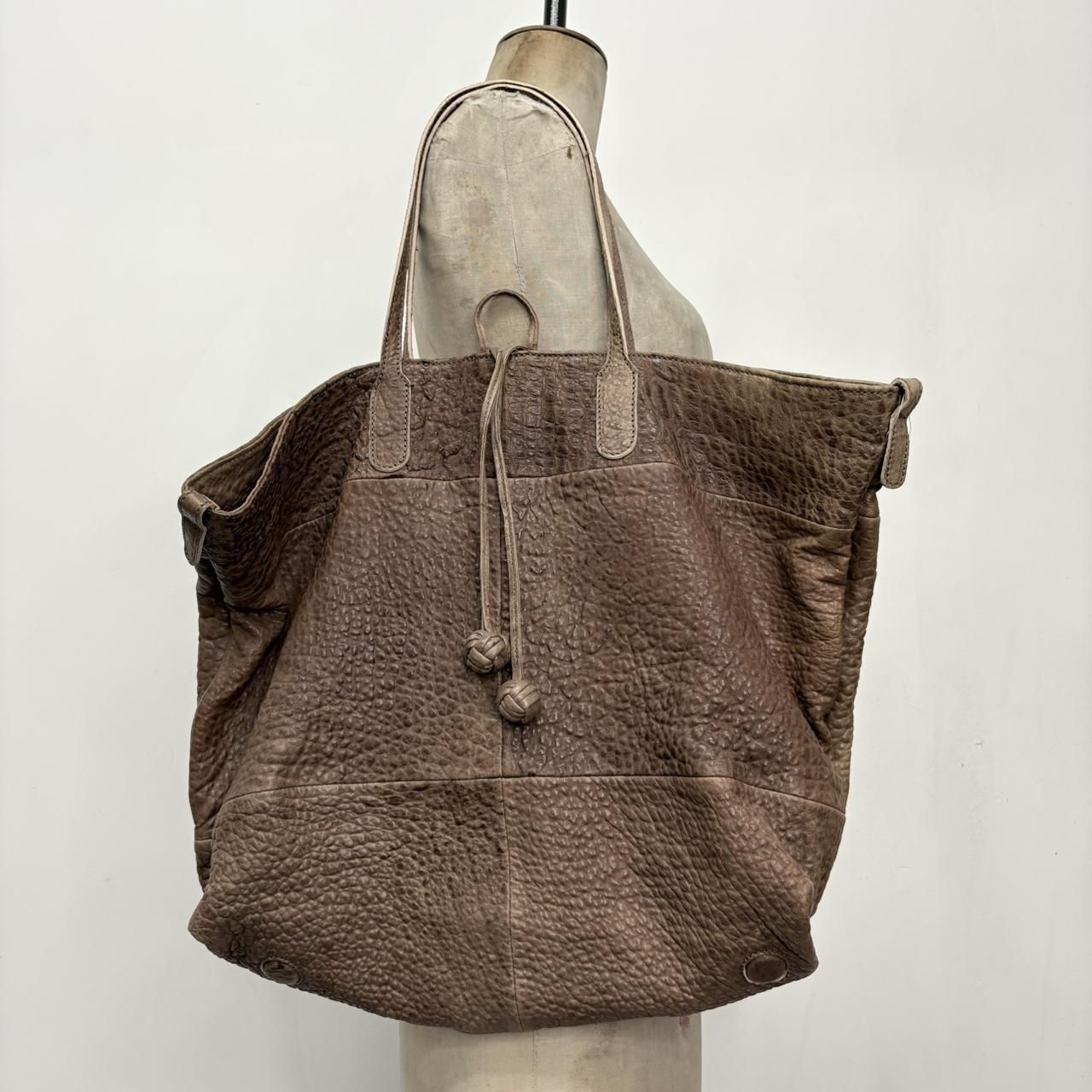 Large tan slouchy leather bag