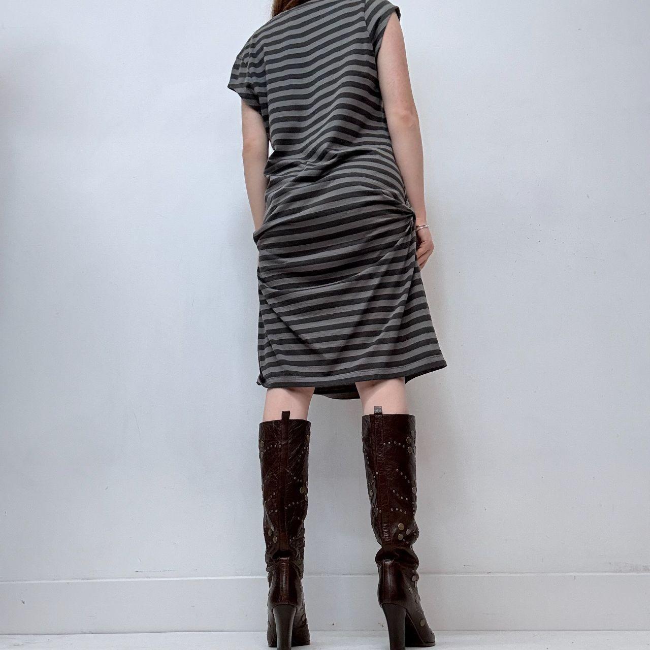 Striped slouchy off the shoulder dress