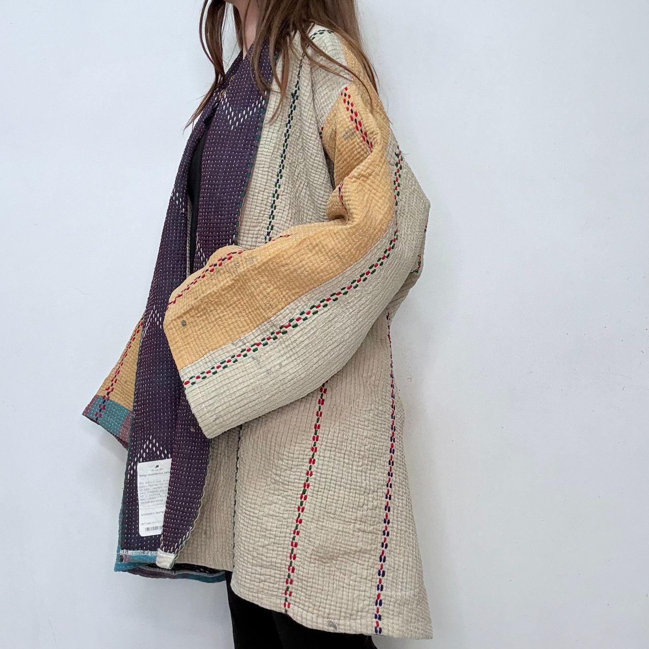 Oversized slouchy kantha patchwork jacket