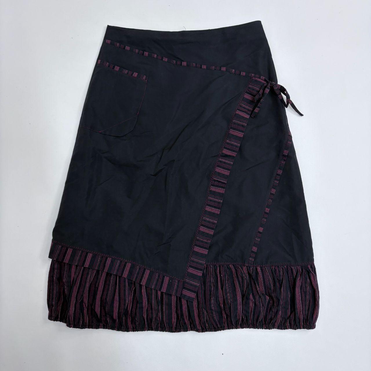 Black pinstripe asymmetric puff skirt