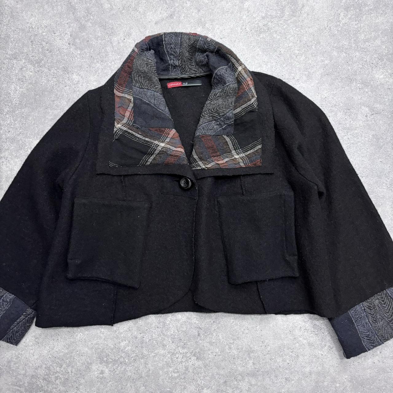 Black oversized wool tartan jacket