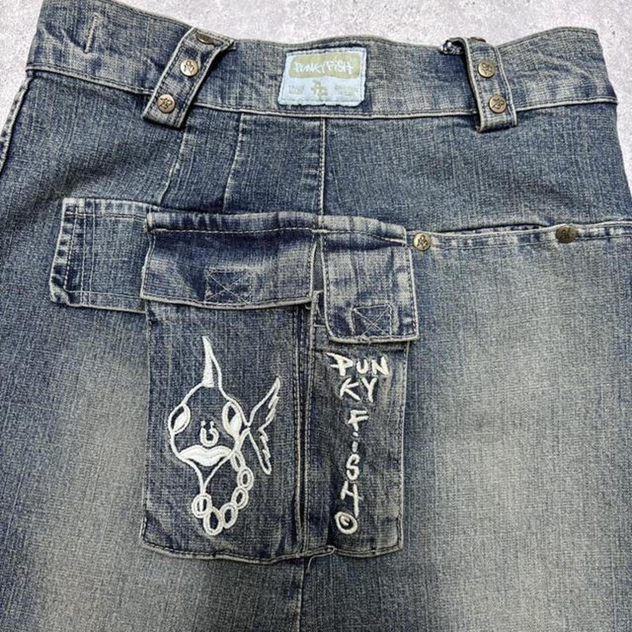Mini cargo denim skirt