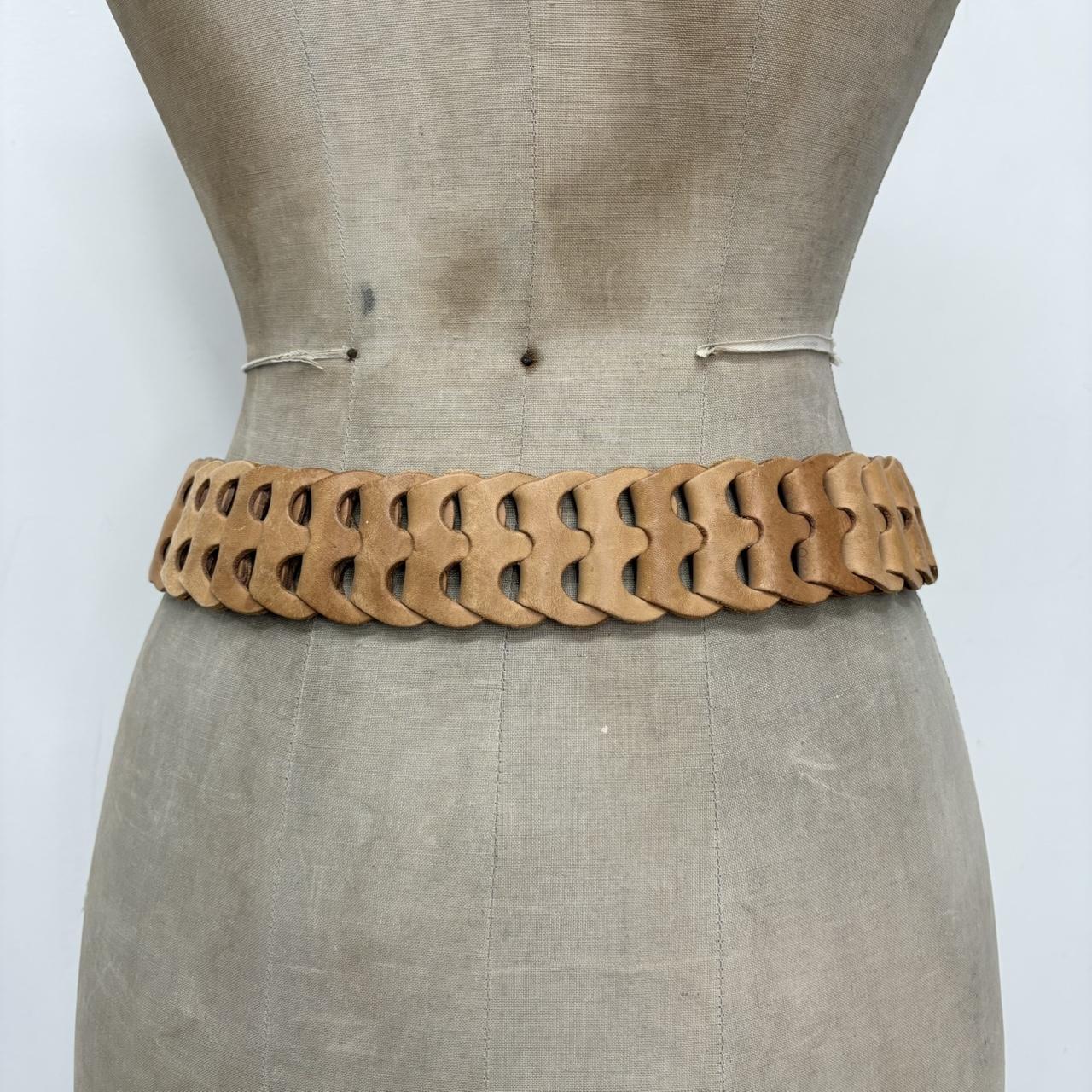 Brown leather woven belt