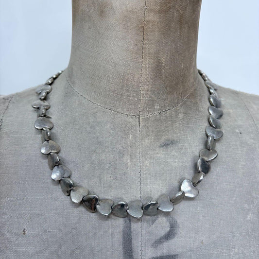 Chunky love heart silver charm necklace