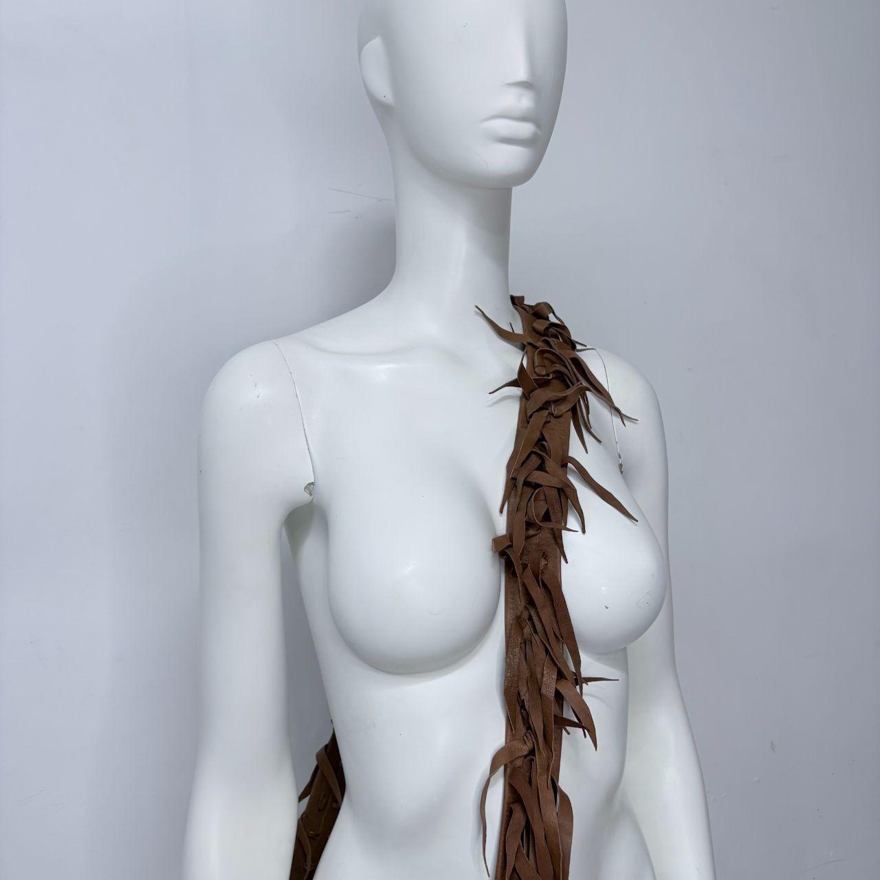 Brown leather tassel bag