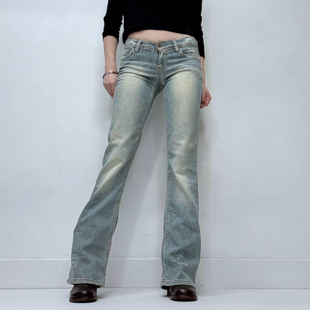 Distressed flared levi's jeans