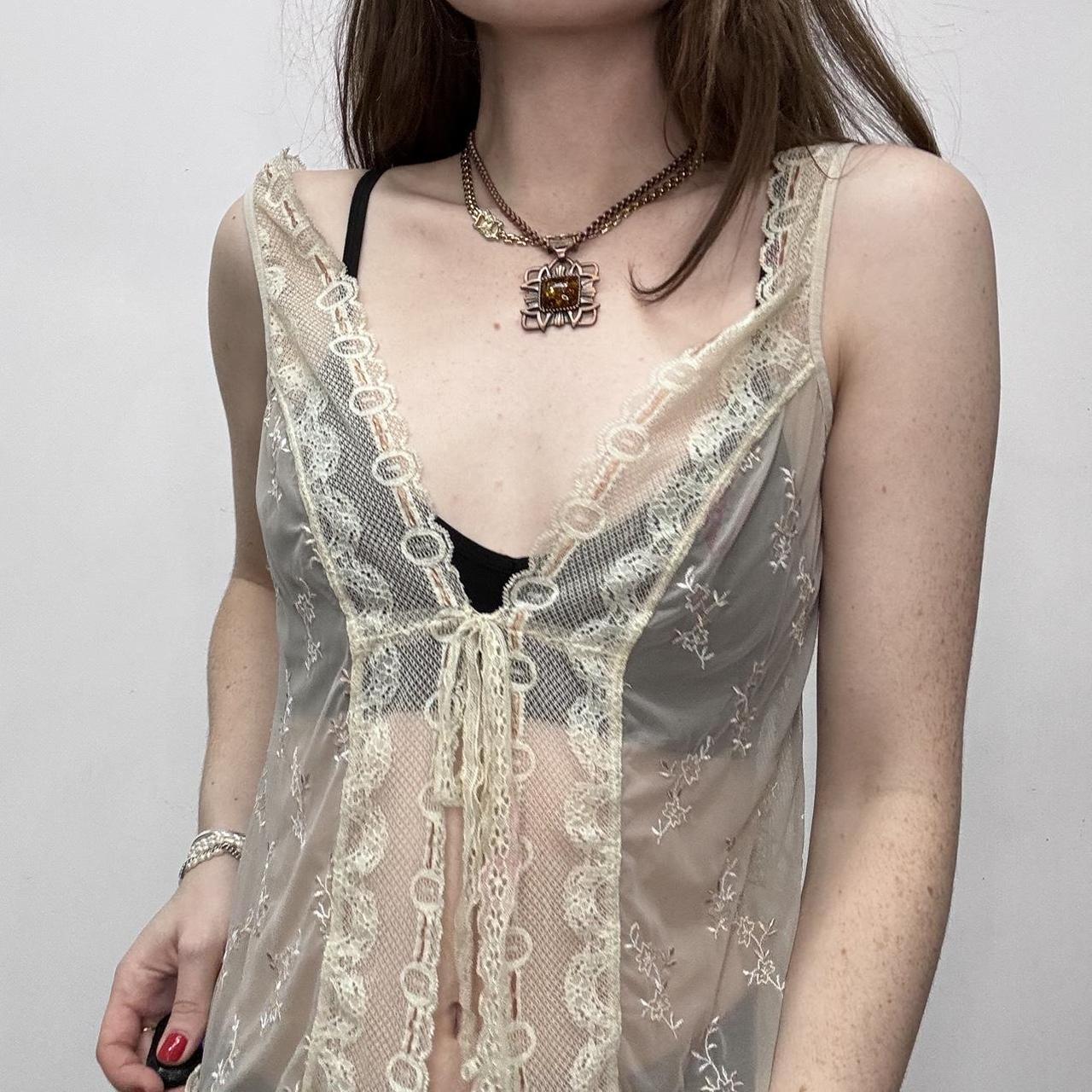 Sheer lace cami vest