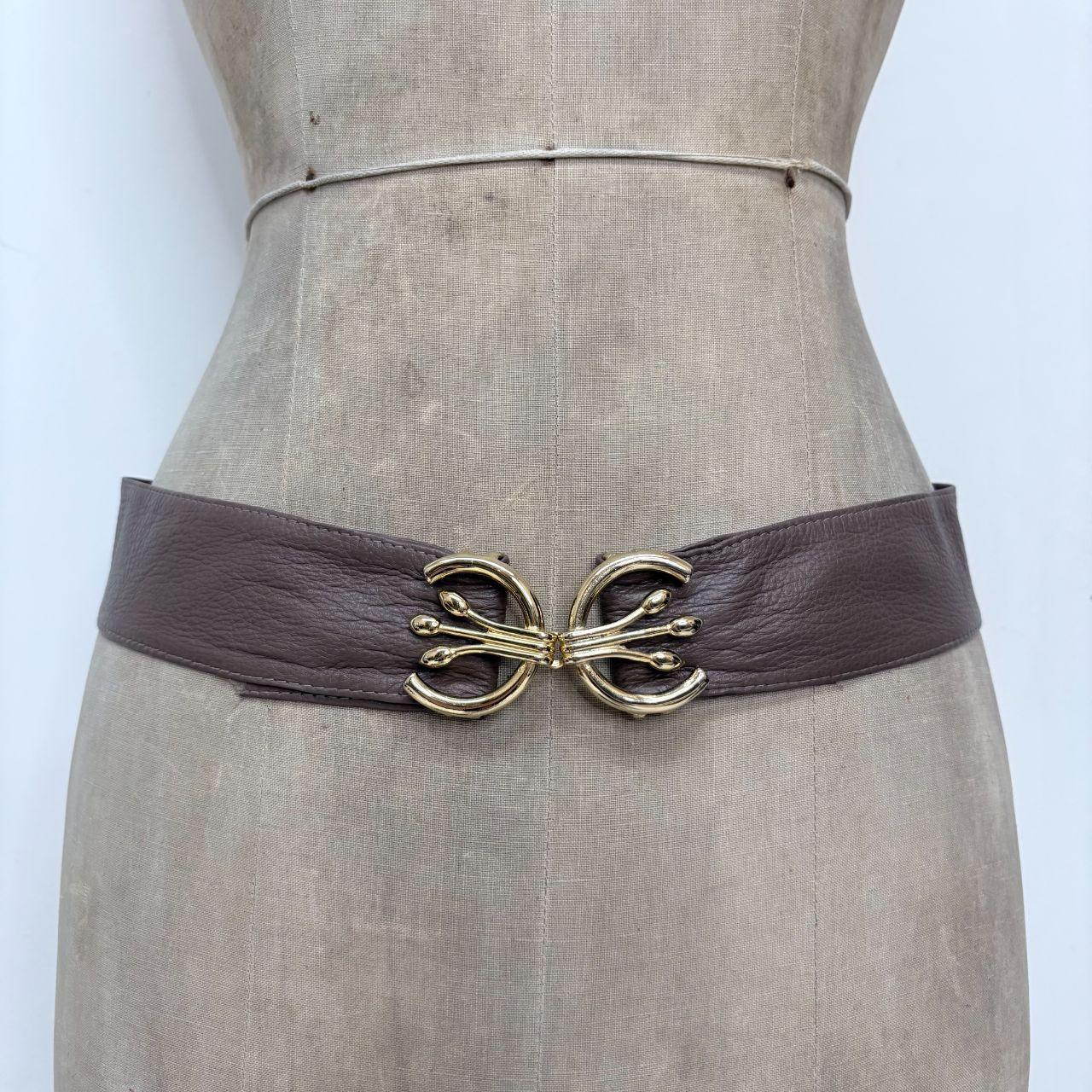 Brown leather buckle belt