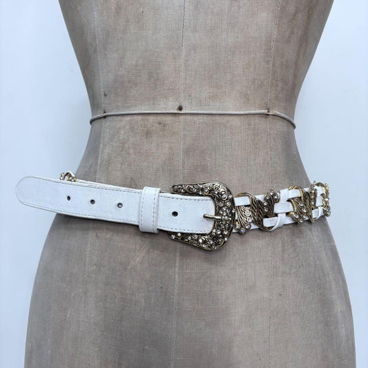 Gold chunky leather belt