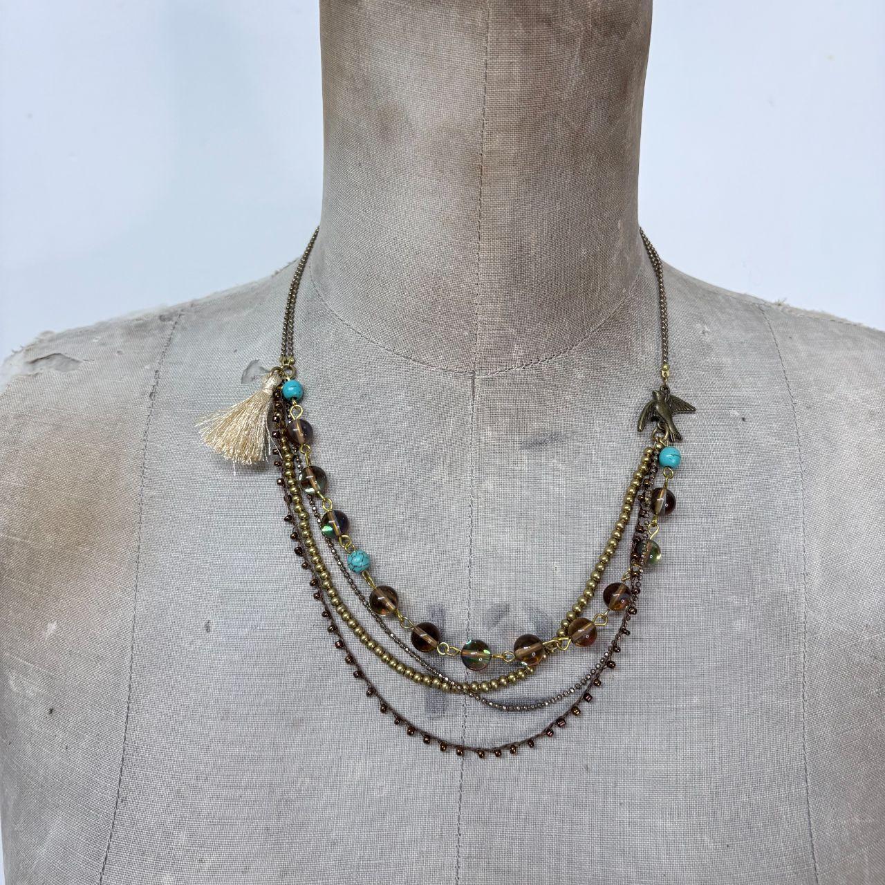 Layered chain bead necklace