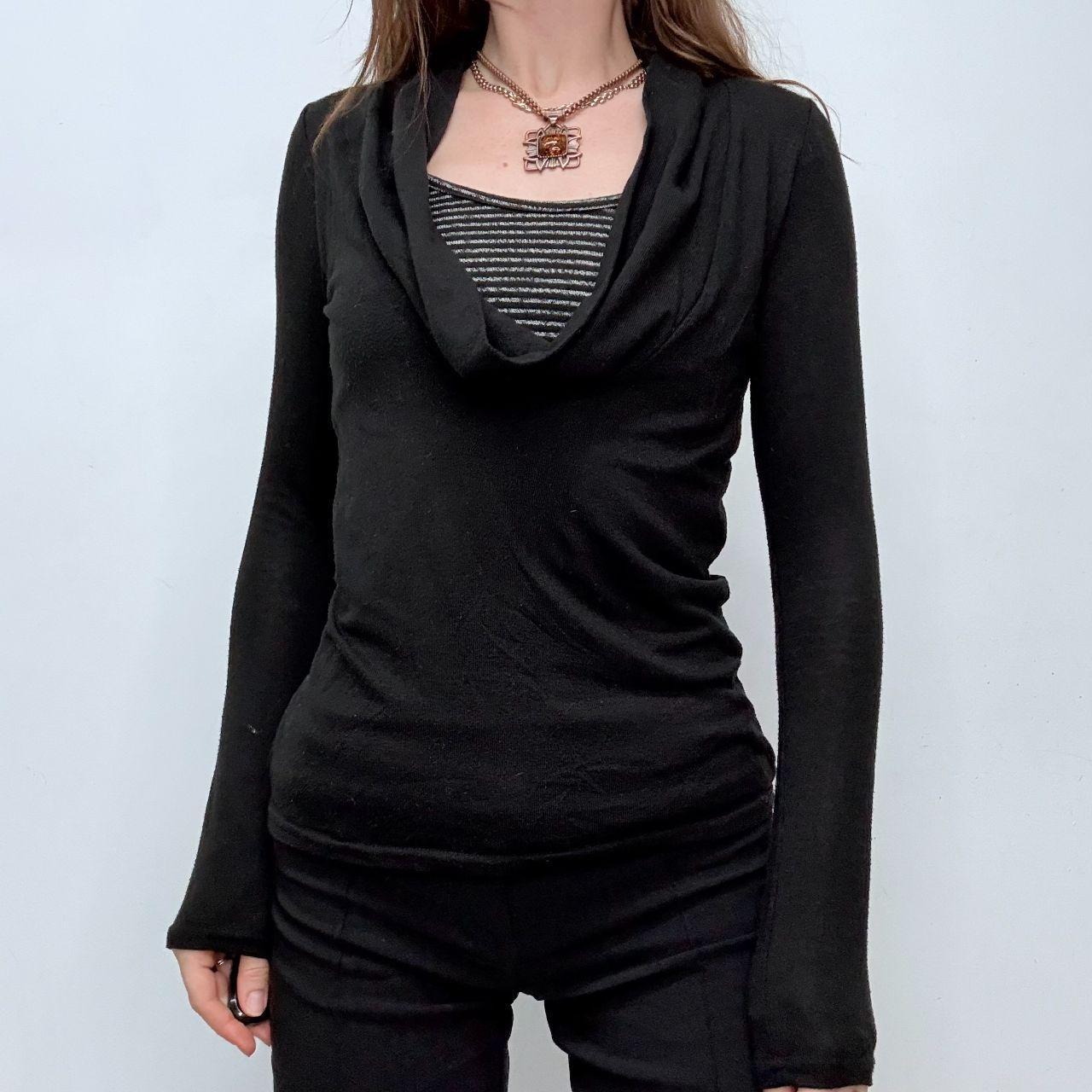 Black slouchy cowl neck t-shirt