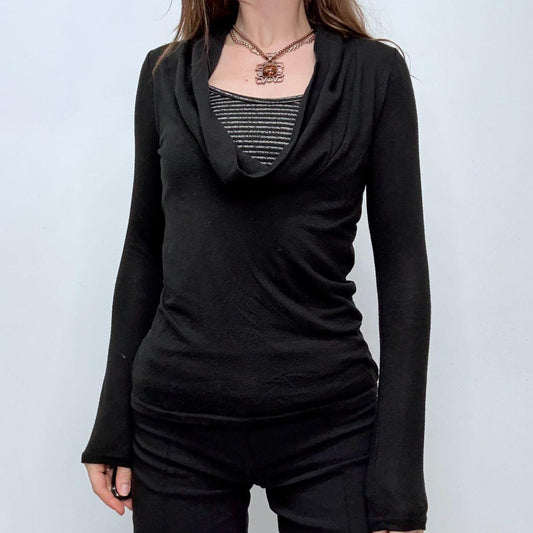 Black slouchy cowl neck t-shirt