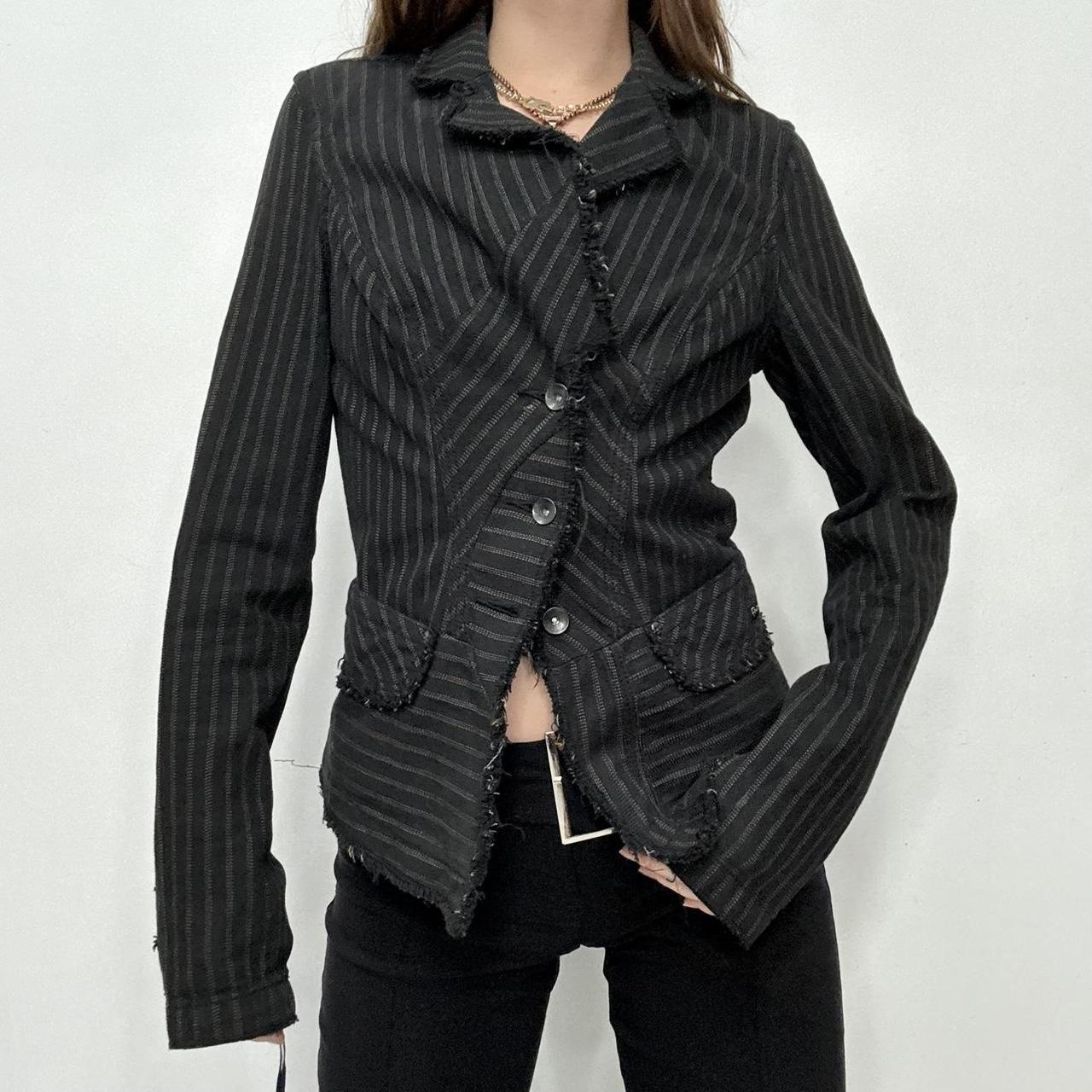 Pinstripe asymmetric fitted jacket