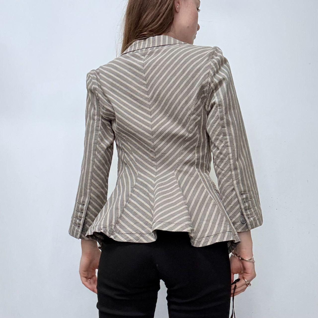 Pinstripe flared ruffle baroque jacket