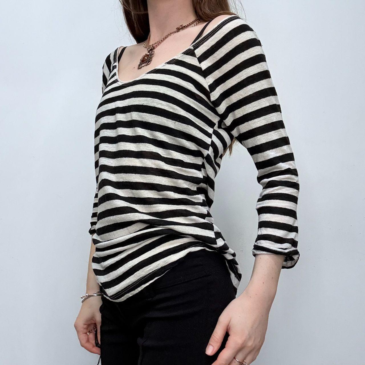 Striped slouchy wide neck t-shirt