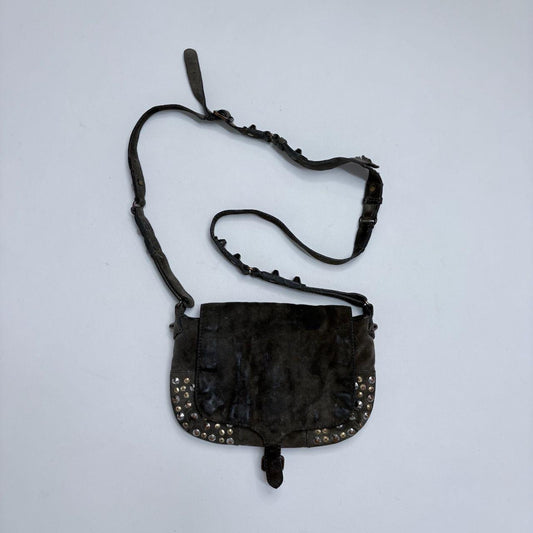 Studded khaki leather bag