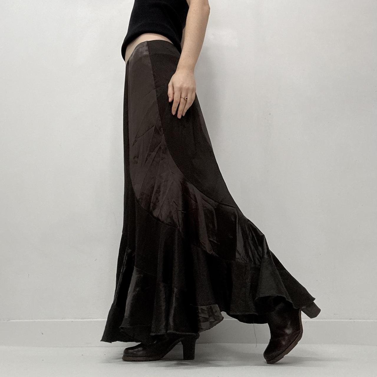 Brown layered maxi skirt