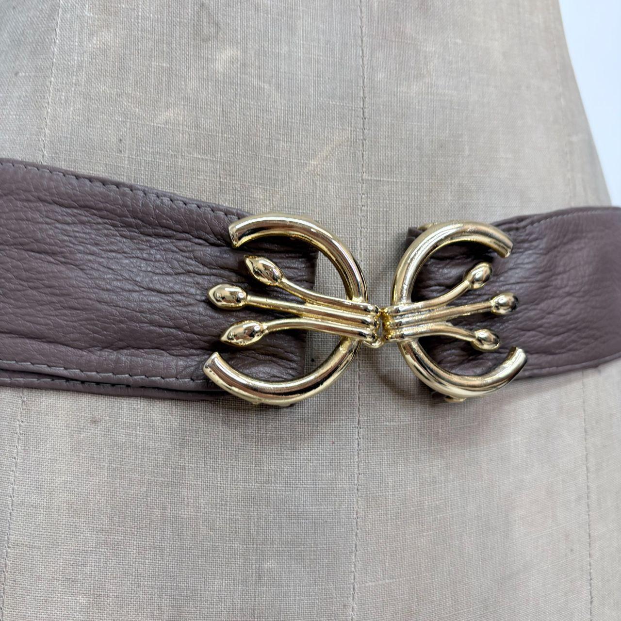 Brown leather buckle belt