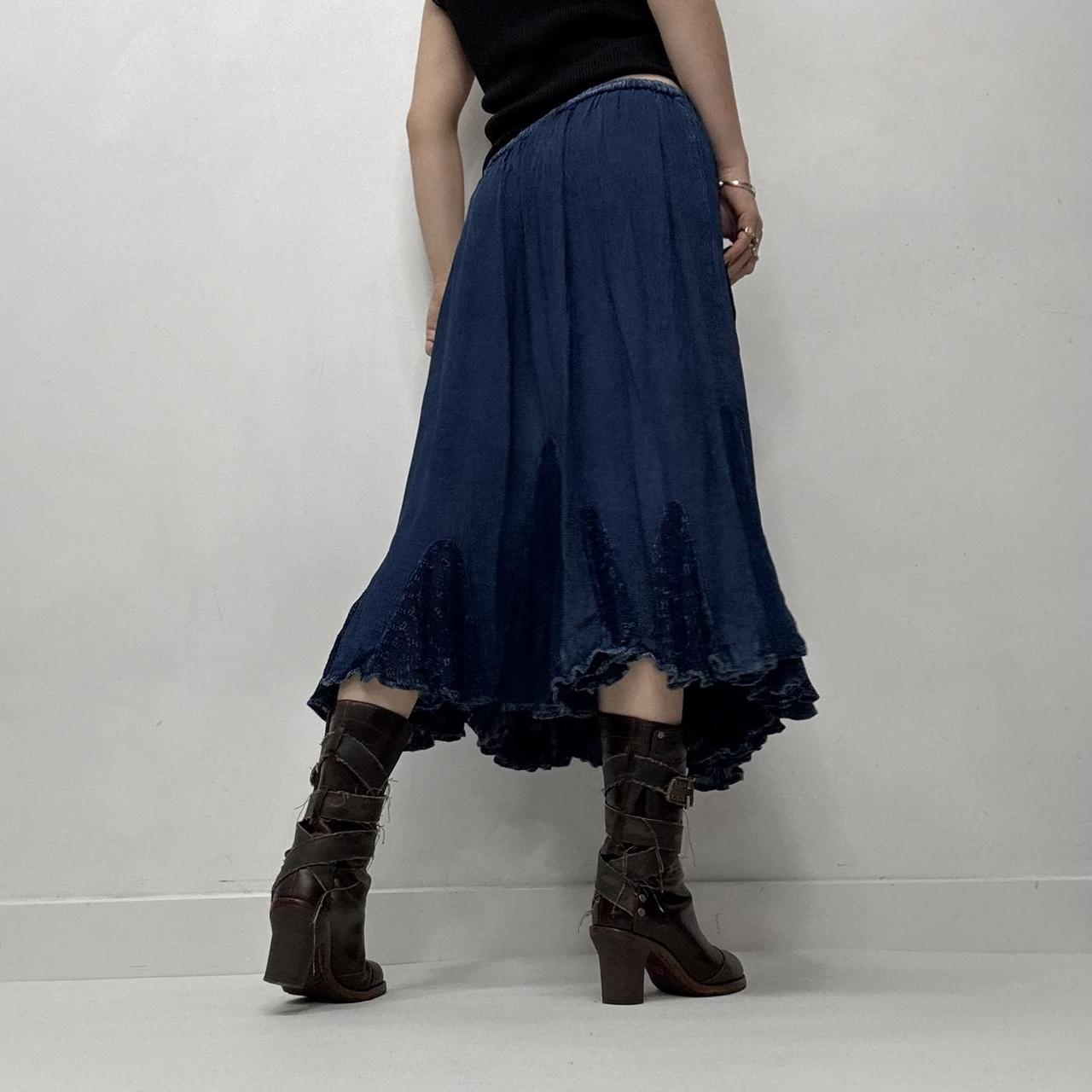 Blue boho hippy midi skirt