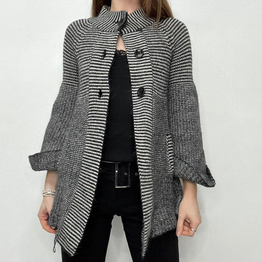 Striped knit wool pea coat sweater