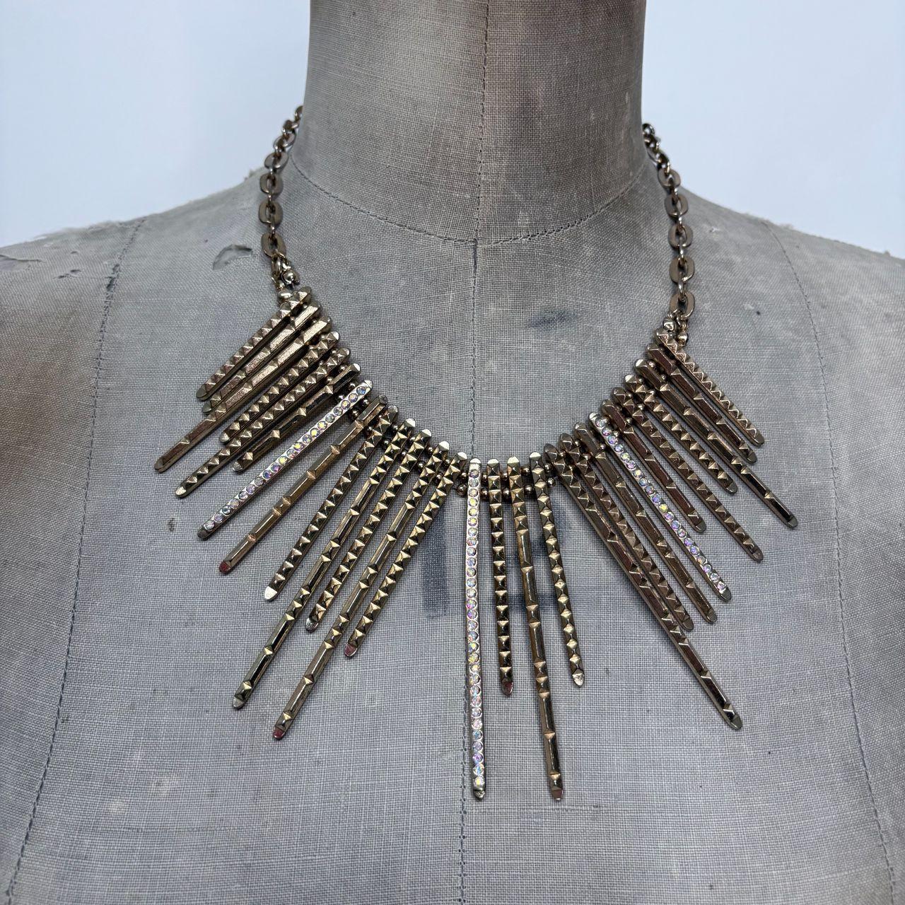 Gold metal layered shard necklace