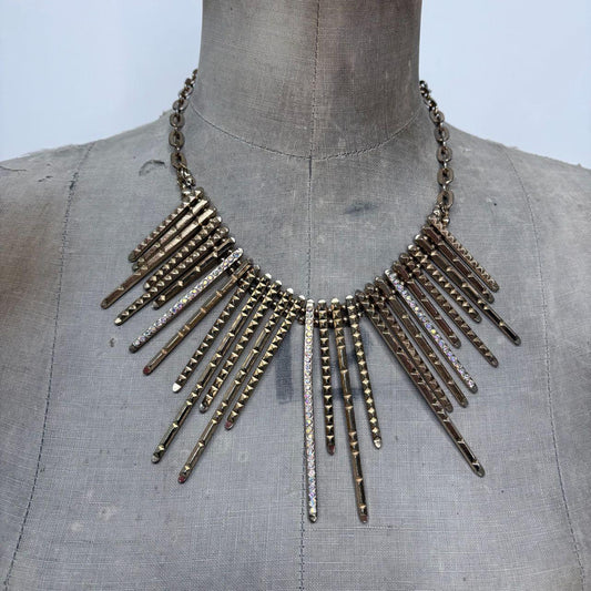 Gold metal layered shard necklace