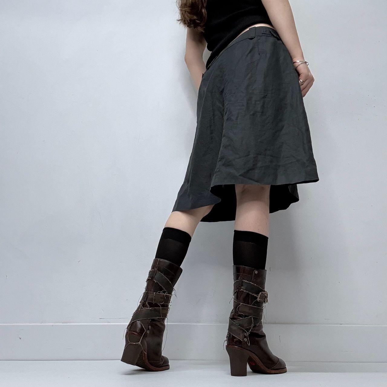 Structured flared black midi skirt