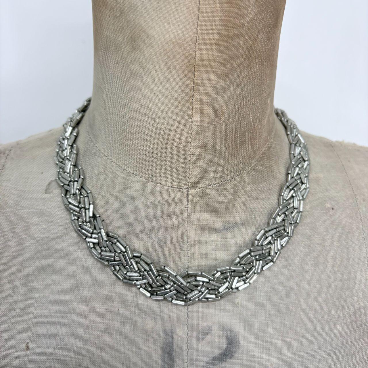 Silver beaded chain necklace
