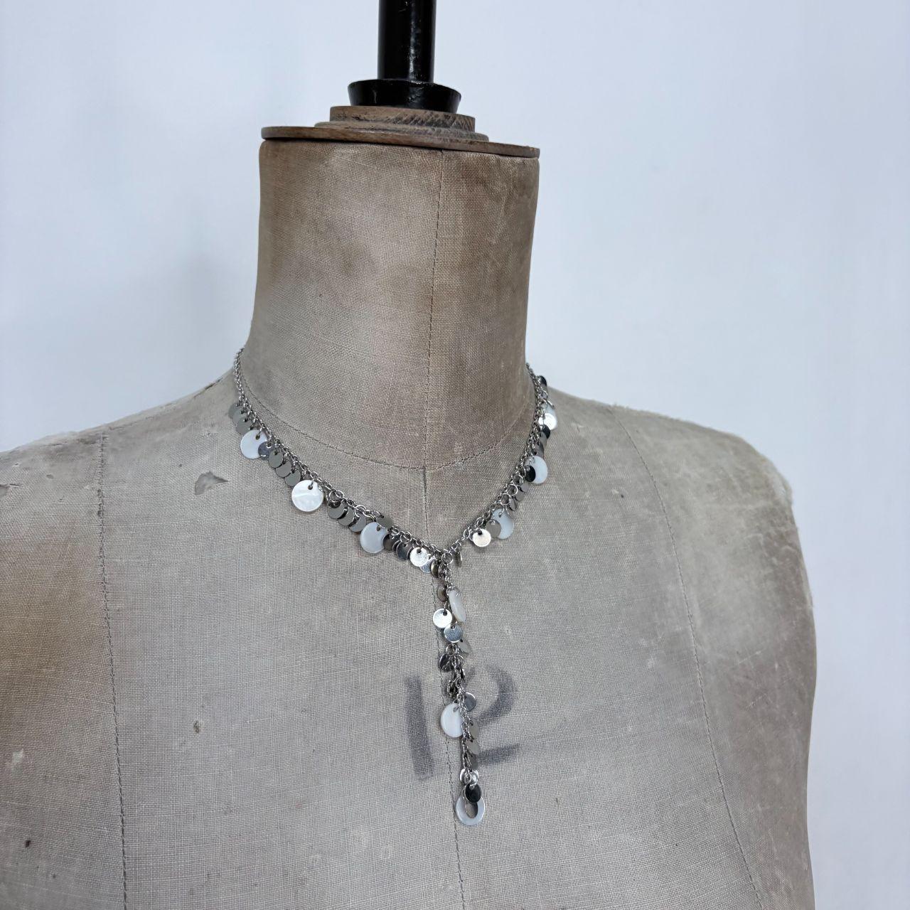 Silver coin draped chain necklace