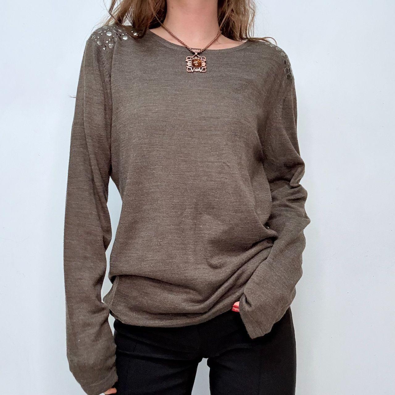 Brown knitted studded jumper