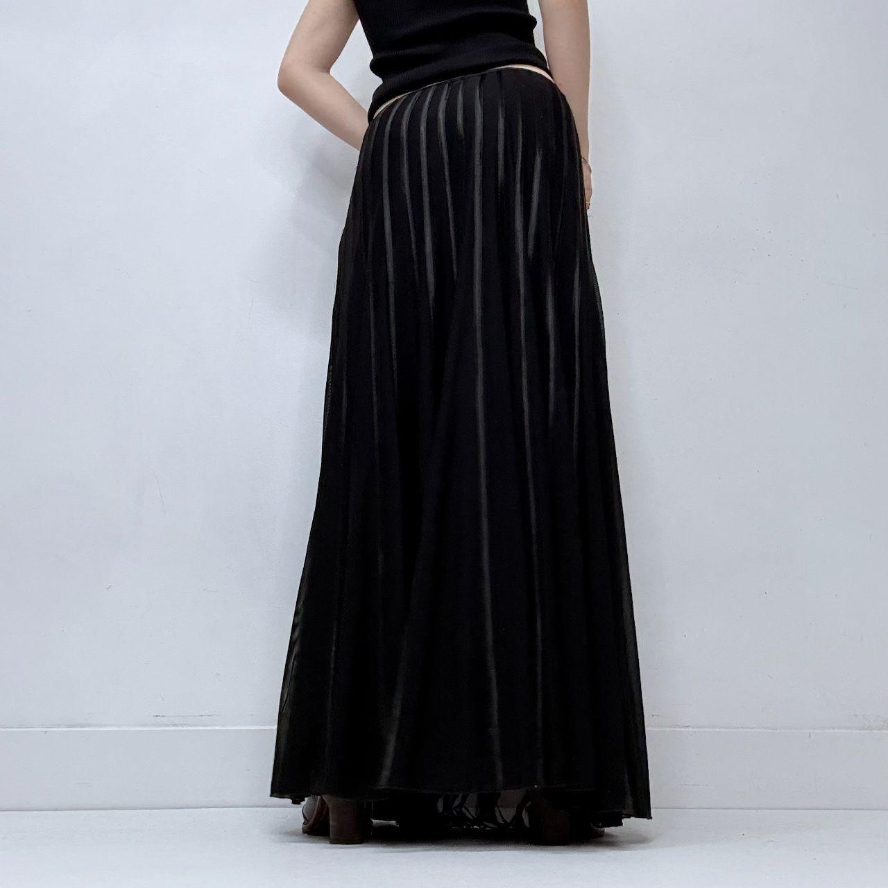Black ribbon striped flared grunge skirt