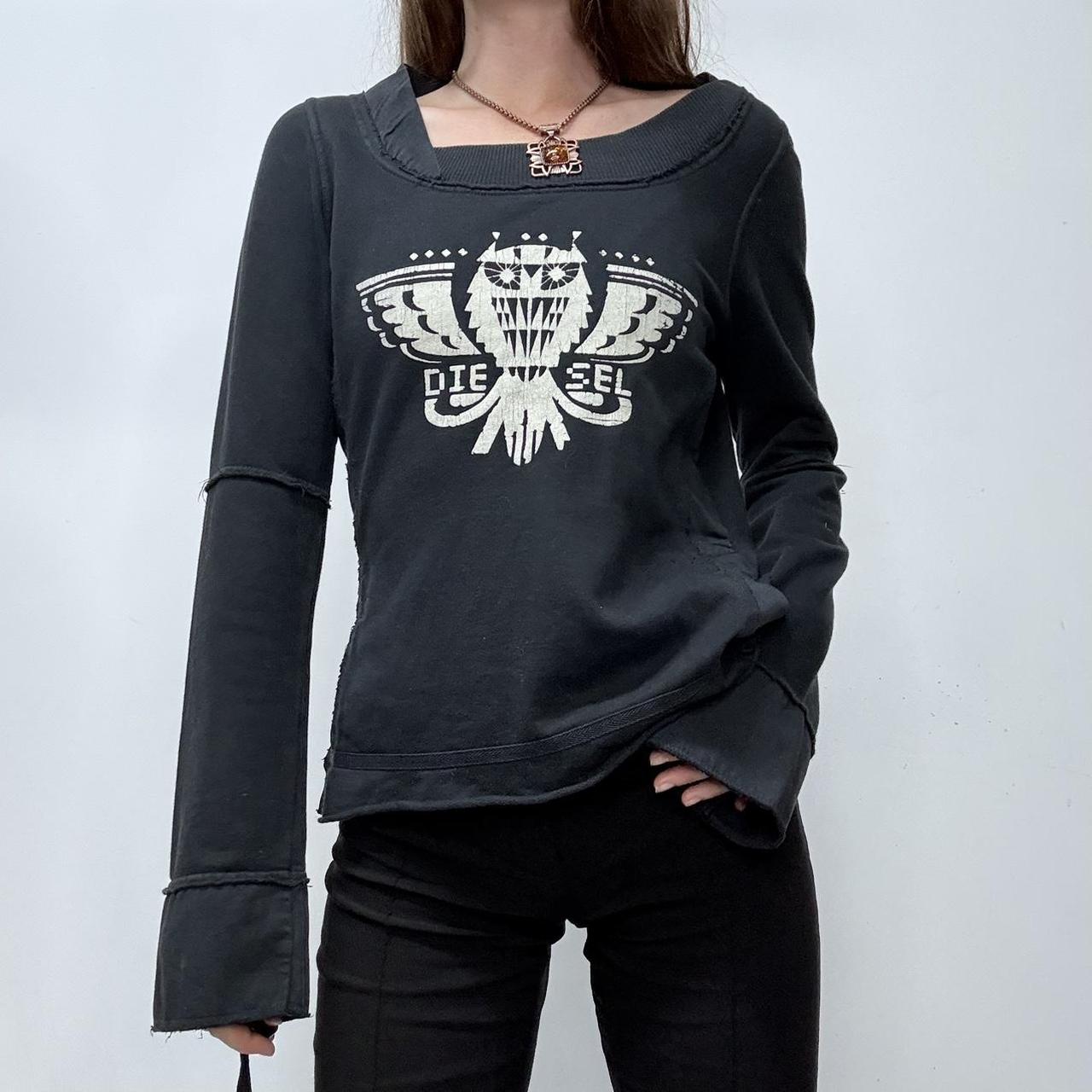 Black flared graphic Diesel shirt