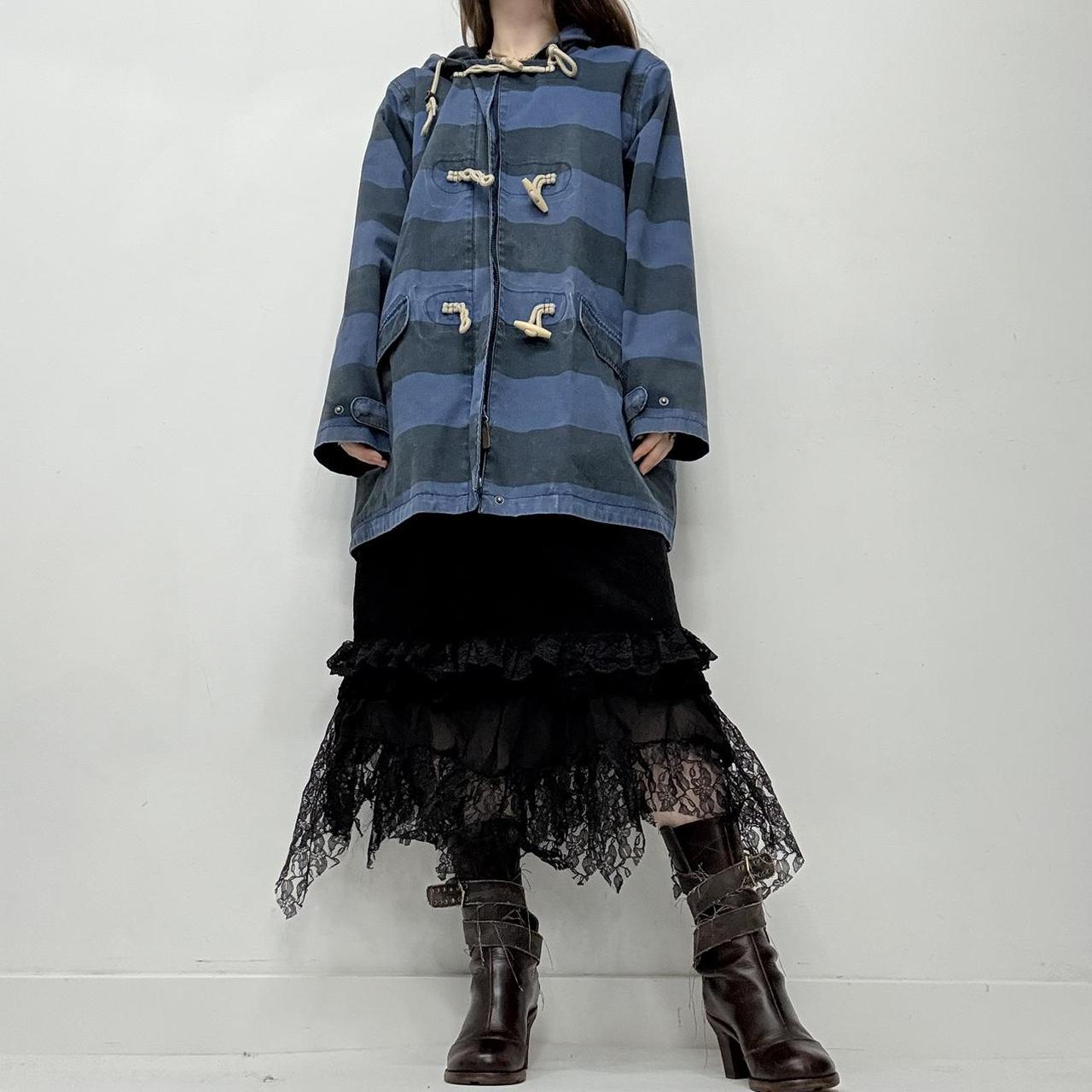 Navy striped waterproof pea coat