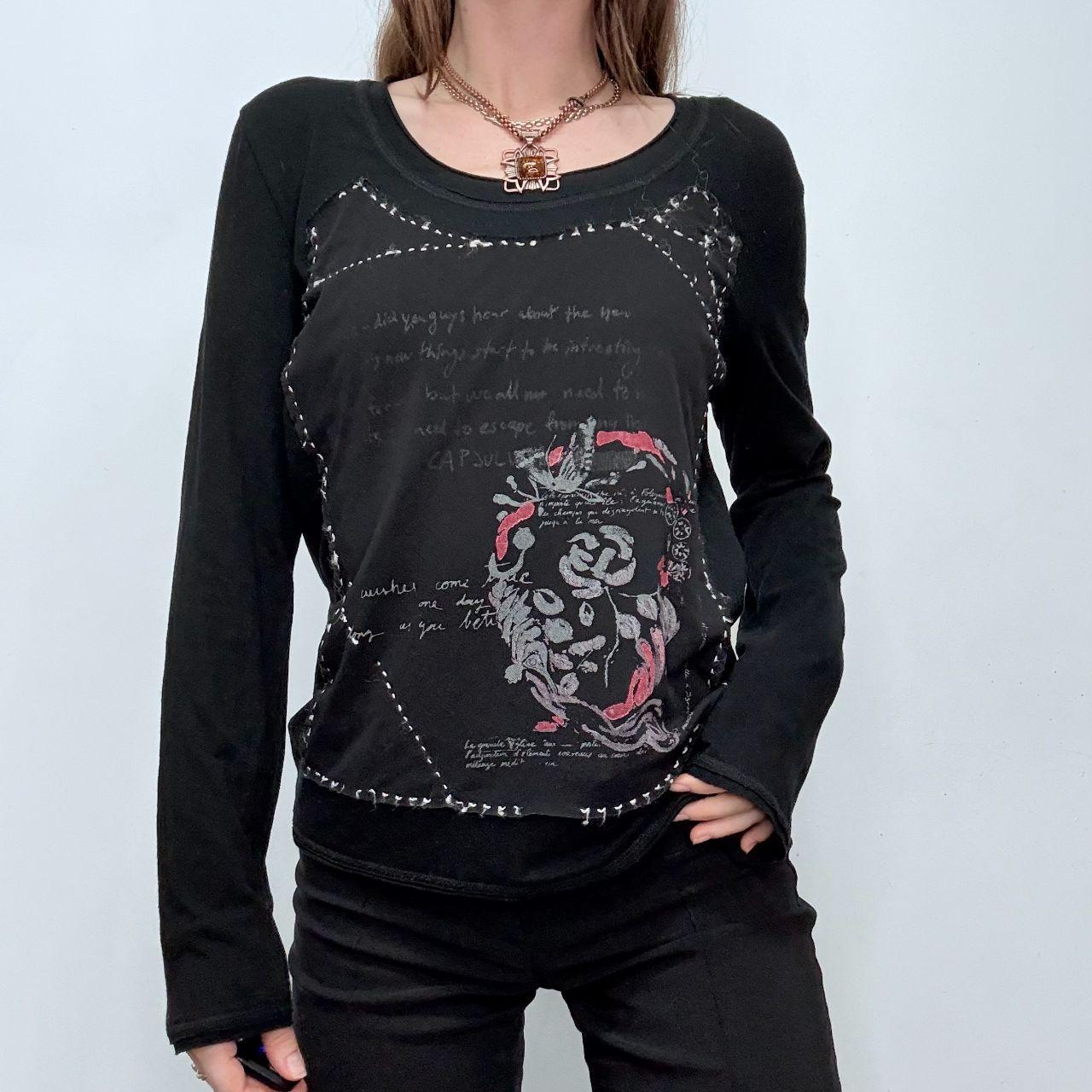 Black long sleeve graphic grunge t-shirt