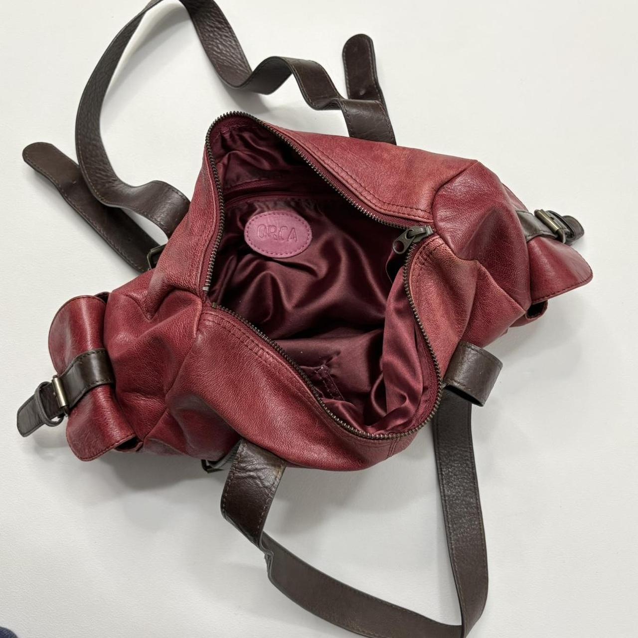 Red leather shoulder bag