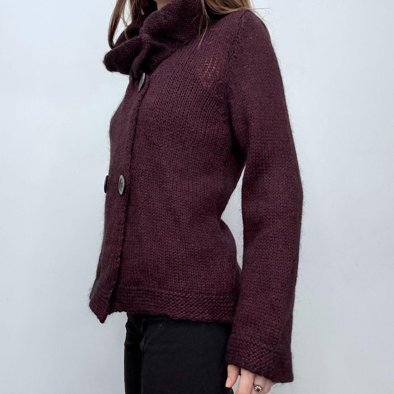 Asymmetric pinstripe flared knit jacket