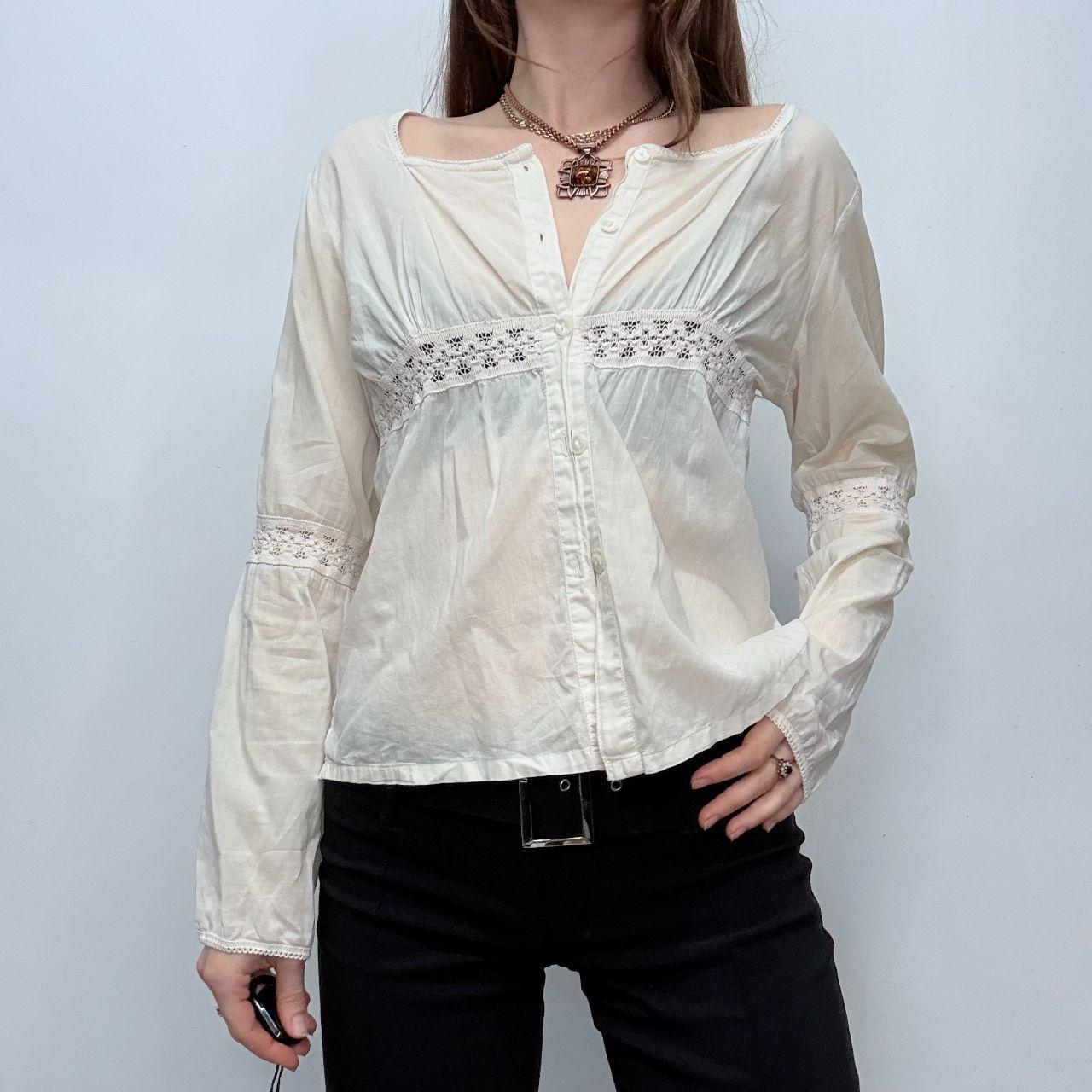 Cream lace flared shirt