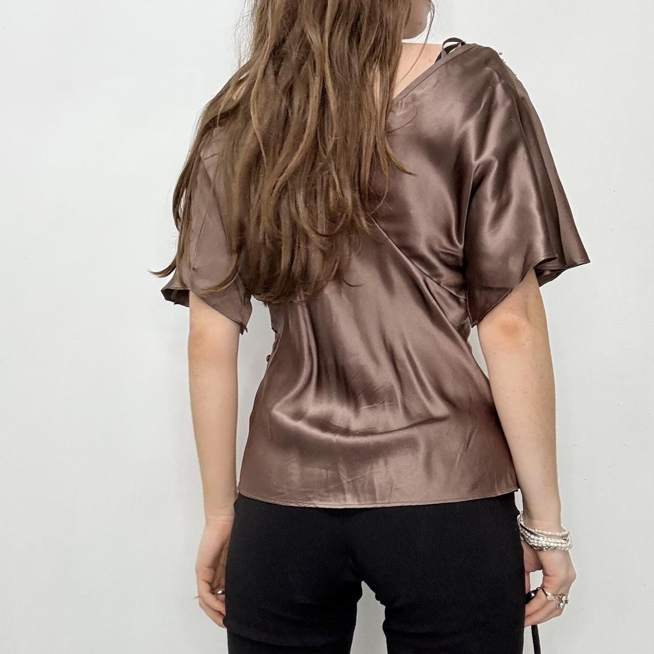 Brown satin flared floaty fairy top