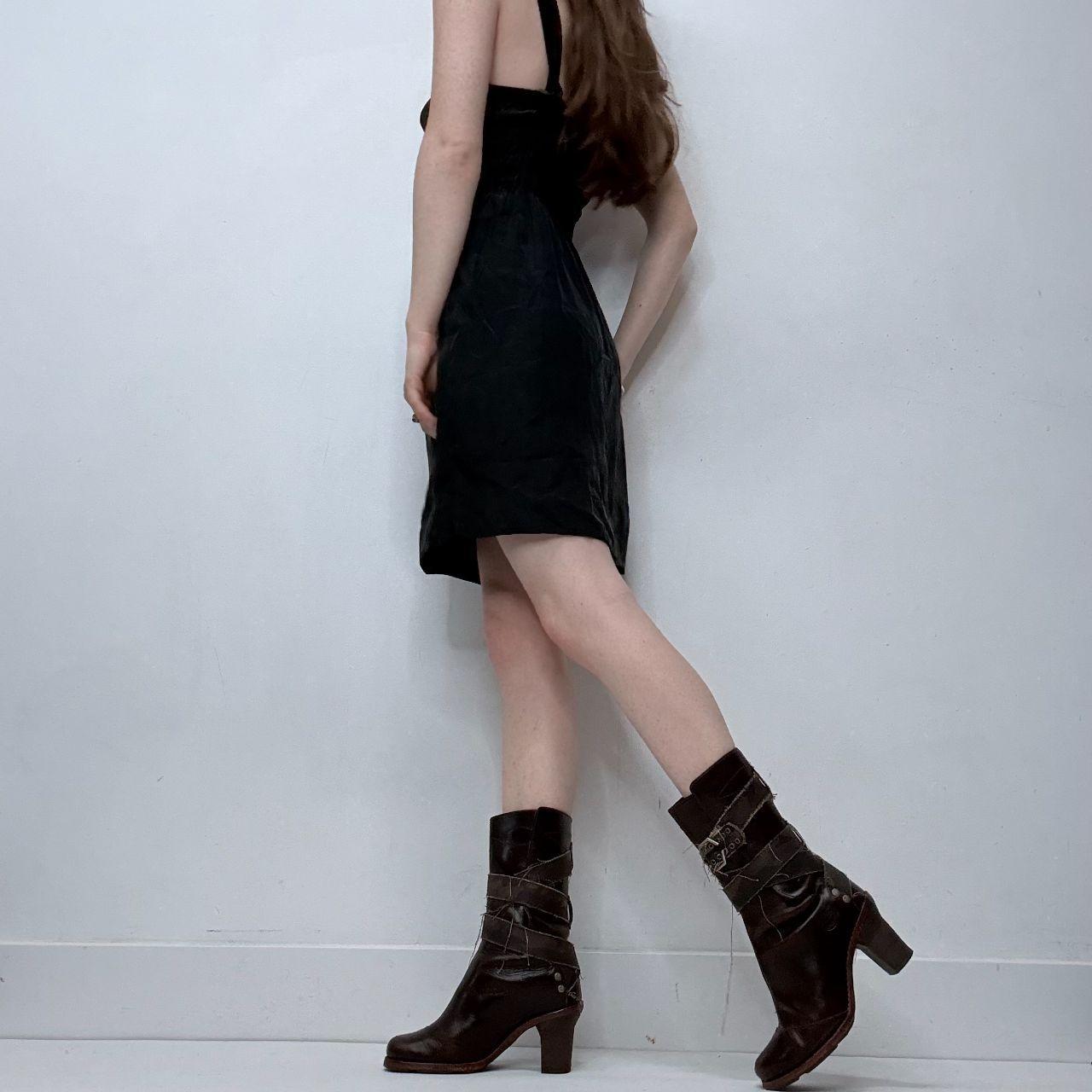 Black flutter silk mini dress