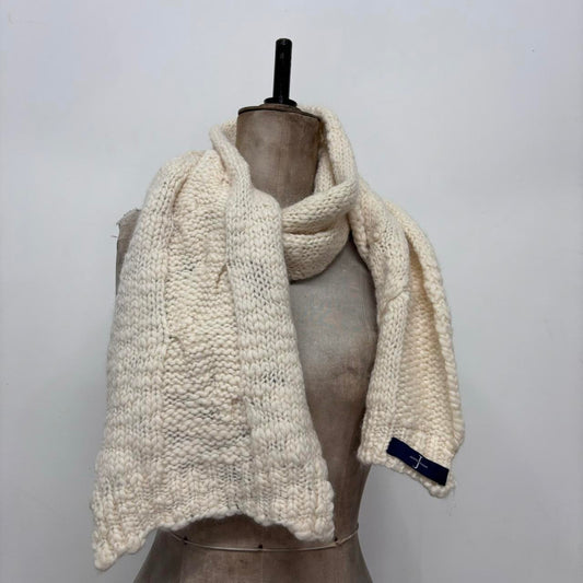 Cream cable knit scarf